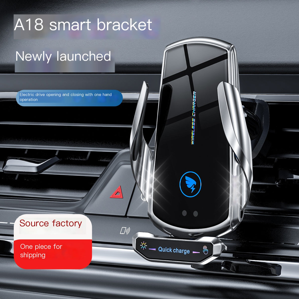 A18 Car Mount Wireless Charger with Auto-Sensing Design