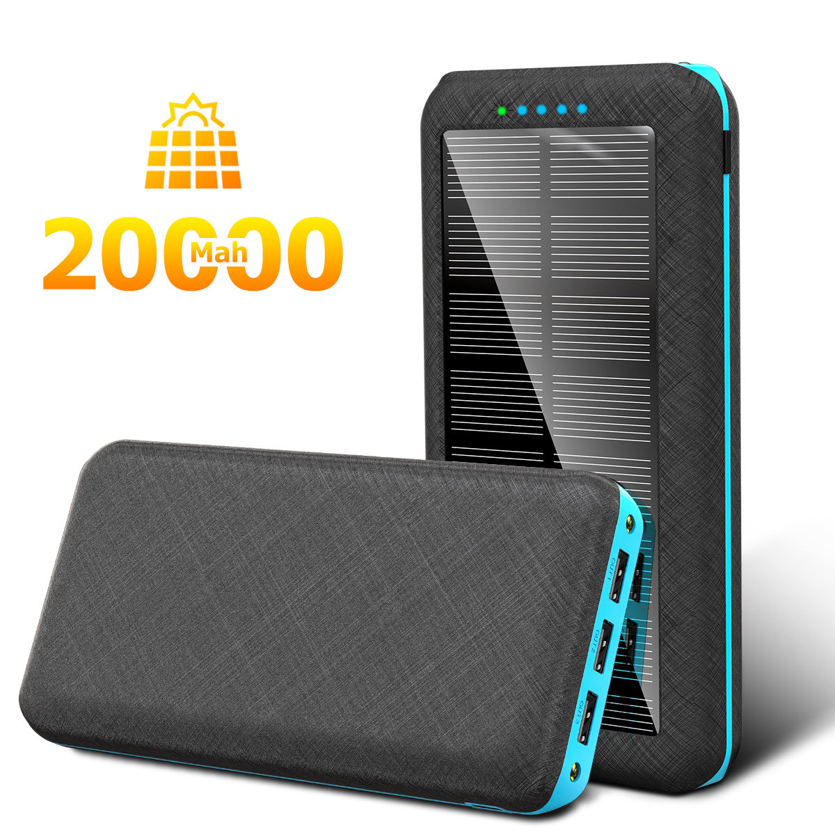 30000mAh Solar Power Bank with 3 USB Outputs